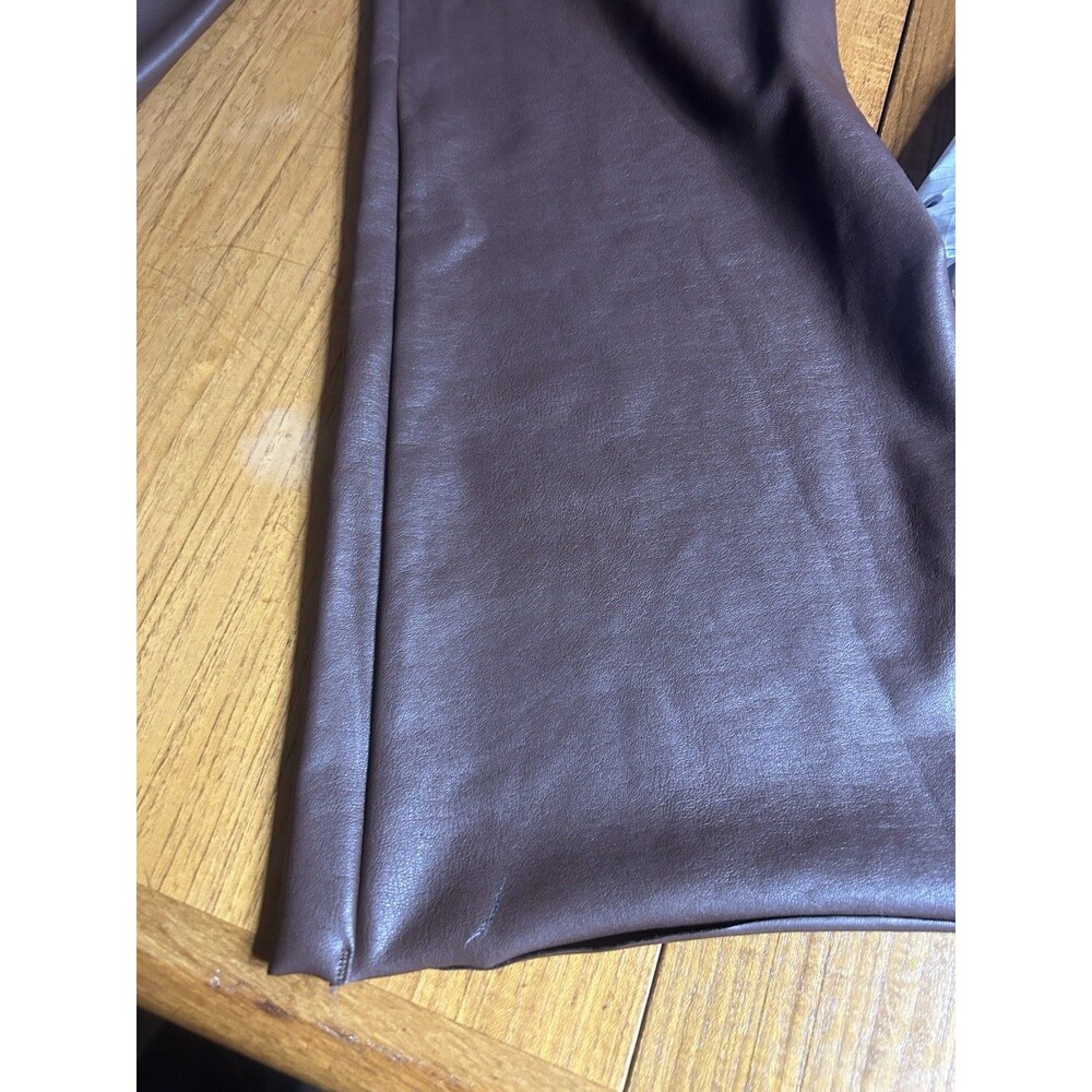 New Skims Brown Faux Leather Wide Leg Leather Pants Size XL Pull On *Imperfect - Picture 14 of 15